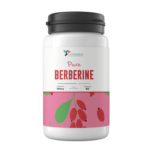 Lifetropics Pure Berberine - 500mg Berberine HCL Supplement - Lab Tested Authentic - Vegan Friendly - 60 Plant-Based Pullulan Capsules