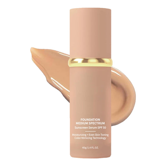 Biomimics Foundation 4 in 1，Moisturizing Concealer，Medium Spectrum with SPF 50，LongLasting & Waterproof,Non-Sticky,Hydrating Color Changing Foundation Light Spectrum for Gym,Sport,Travel(1pcs)