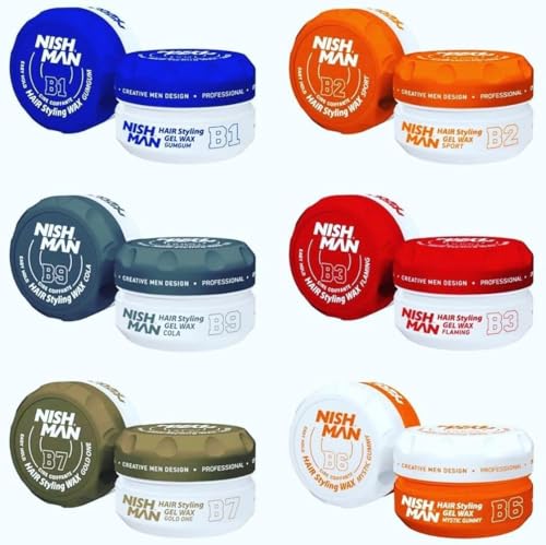 Nishman Hair Styling Wax for Men, B3 Flaming, Red150 ml | Edge Control | Ultra High Strong Hold | Hair Clay Aqua Wax (2 Pack)