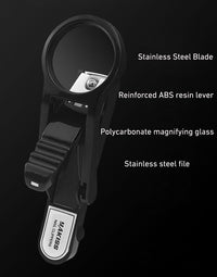 Spacmirrors Extra Large Nail Clipper with Magnifying Glass in Silver, Stainless Steel Blades, Ideal for Elderly