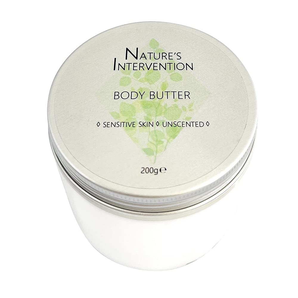 NATURE'S INTERVENTION Nature's Intervention - Rich Body Butter Cream - Unscented, 99% Natural. Protects, Hydrates, Soothes, Repairs. pH 5.5, Sensitive Skin. 200g.