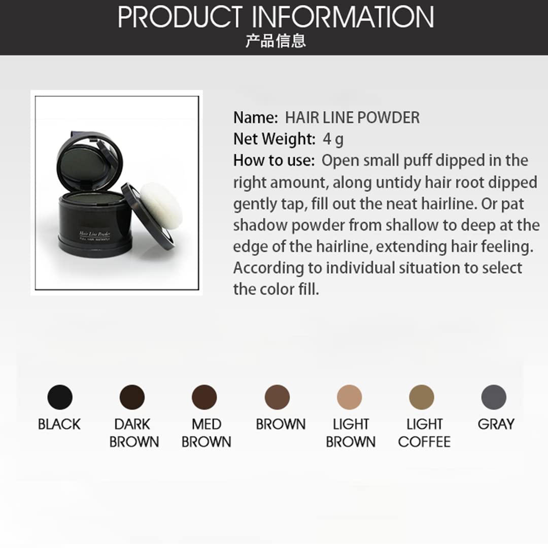 gowwim Hairline Powder, Hair Root Dye, Instantly Hair Color Shadow Cover Gray Hair Root, Hair Touch-Up, Thin Hair Powder 4g