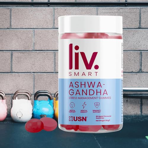 USN Liv.Smart by Usn Ashwagandha Gummies - 60 Delicious Apple Flavoured Stress Management Gummies with Added Vitamin B6 - for Mental Support, Mental Energy and Immunity Support