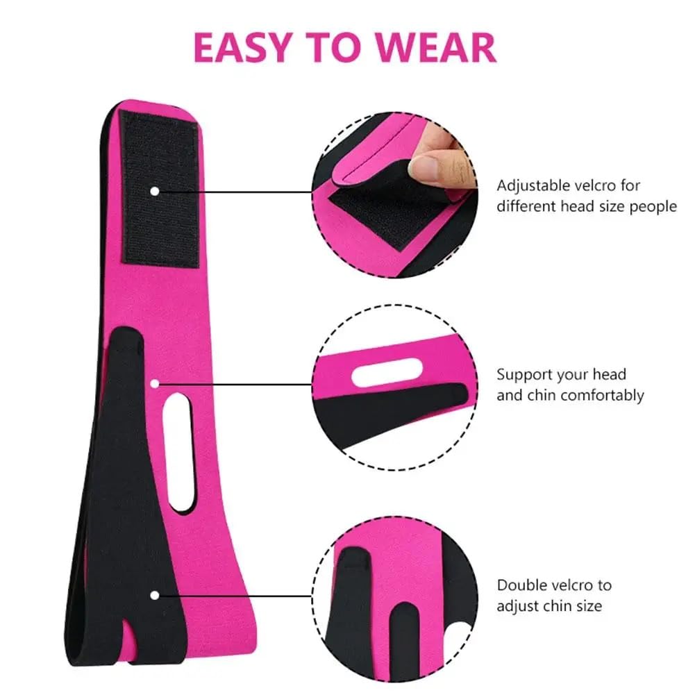 EZB Face Slimming Strap for Double Chin Removal, Saggy Neck Lifting & Face Contouring | Soft Comfortable Facial Toning Device | Pink/Black