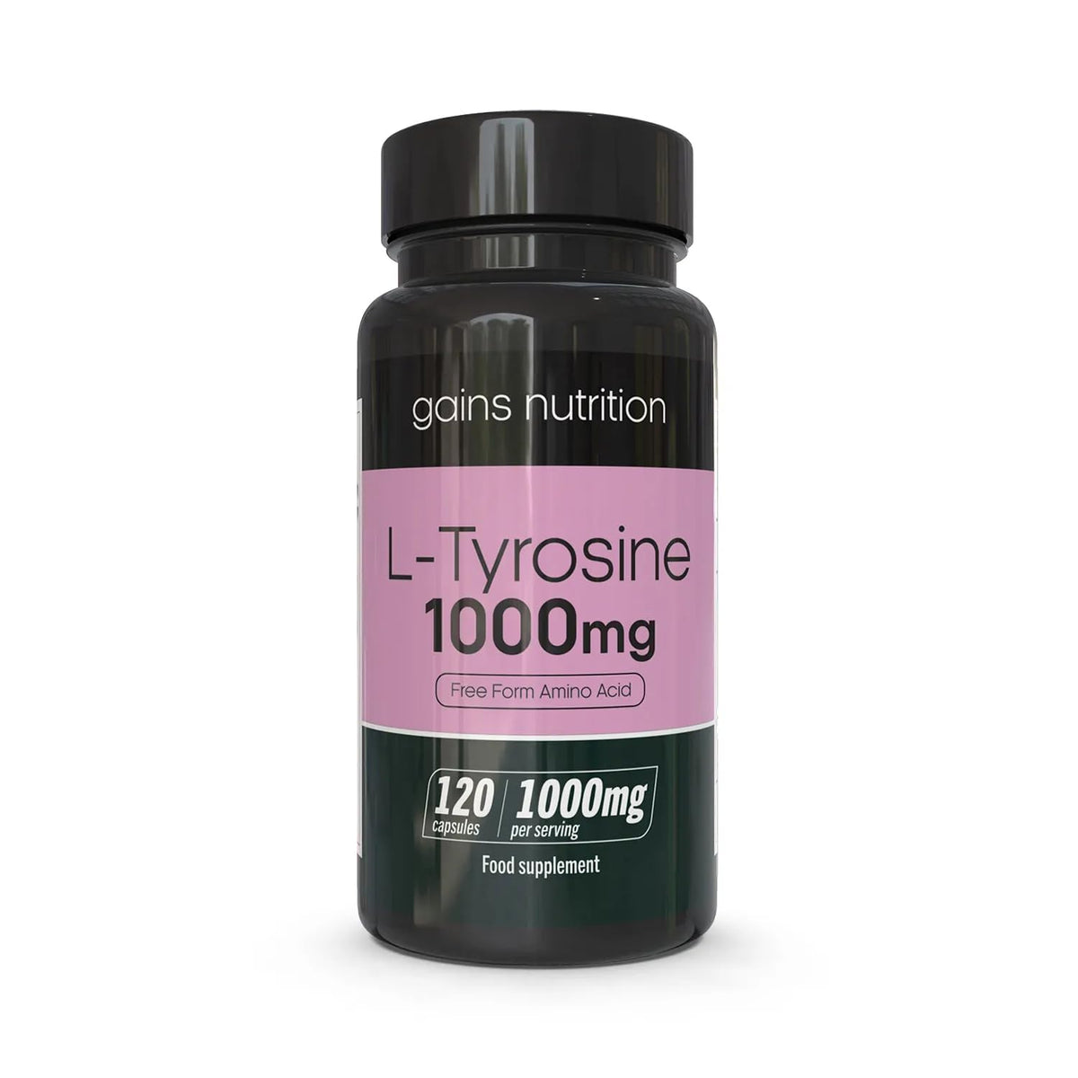 Gains Nutrition GN L Tyrosine | 120 High Strength L-Tyrosine Capsules - 1000mg Tyrosine per Serving | L-Tyrosine Supplement | Non-GMO, Gluten & Allergen Free | Made in The UK