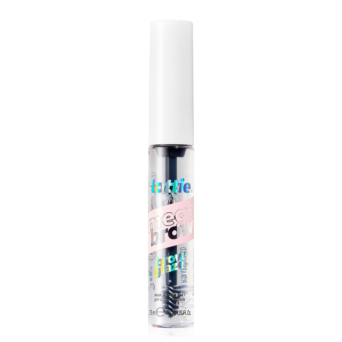 Lottie London MegaBrow Brow Glaze in Clear, Lash & Eyebrow Setting Gel, Transparent & Lightweight for Feathery Brows & Defined Eyelashes