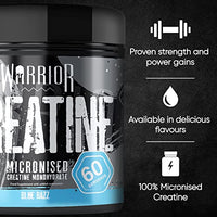 Warrior Creatine Monohydrate Powder – 300g – Micronised for Easy Mixing and Consumption – 100% Pure Creatine – Proven to Improve Physical Performance & Recovery, 60 x 5g Servings, Blue Raspberry