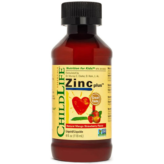CHILDLIFE ChildLife Essentials, Liquid Zinc Plus, Vegan Zinc Drops with Copper for Children, 118ml, Lab-Tested, Vegetarian, Gluten Free, Soy Free, GMO Free