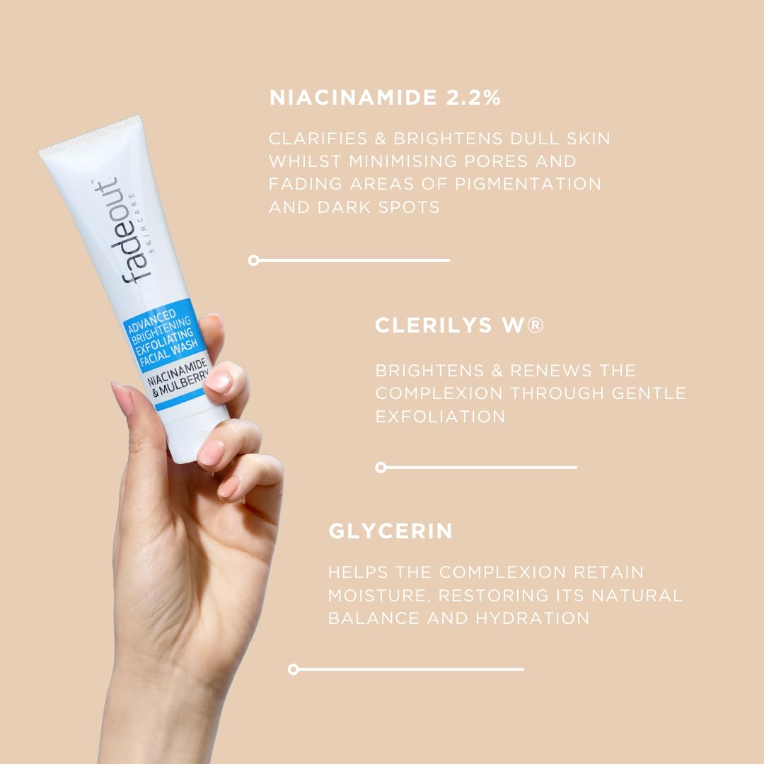 Fade Out ADVANCED Brightening Facial Wash | Natural Exfoliating Cleanser for Uneven Skin Tone | Includes Clerilys W® & Cucumber Seed Oil | 100ml