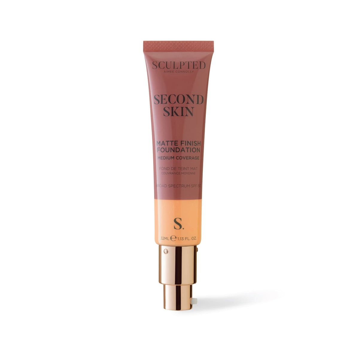 SCULPTED by Aimee Connolly Second Skin Mineral Matte Liquid Foundation from Sculpted by Aimee (Tan Golden 5.4) - Medium Coverage Foundation with SPF 50, 32ml Cruelty-Free, Vegan