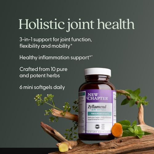 New Chapter Zyflamend™ Mini Softgels, Multi-Herbal Pain Reliever+ Joint Supplement, 10-in-1 Superfood Blend with Ginger & Turmeric for Healthy Inflammation Response, Mini Soft Gels, 180 Count