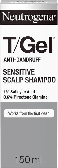 Neutrogena T/Gel Anti Dandruff Shampoo for Sensitive Scalp (1x 150ml), Daily Anti-Dandruff Shampoo with Salicylic Acid, Fragrance-Free, for Sensitive Skin to Fight Dandruff from First Wash
