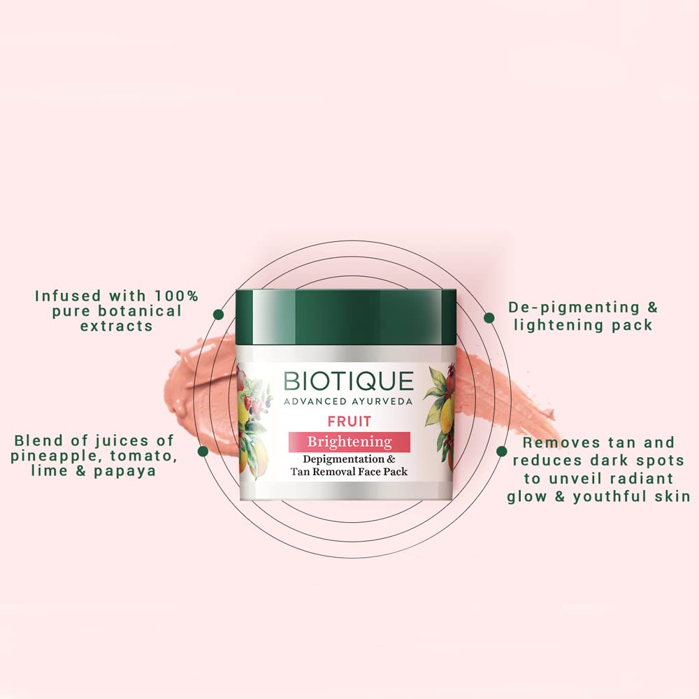 Biotique Bio Fruit Whitening & Depigmentation & tan removal Face Pack 75G/2.65 Fl.Oz. I For All Skin Type