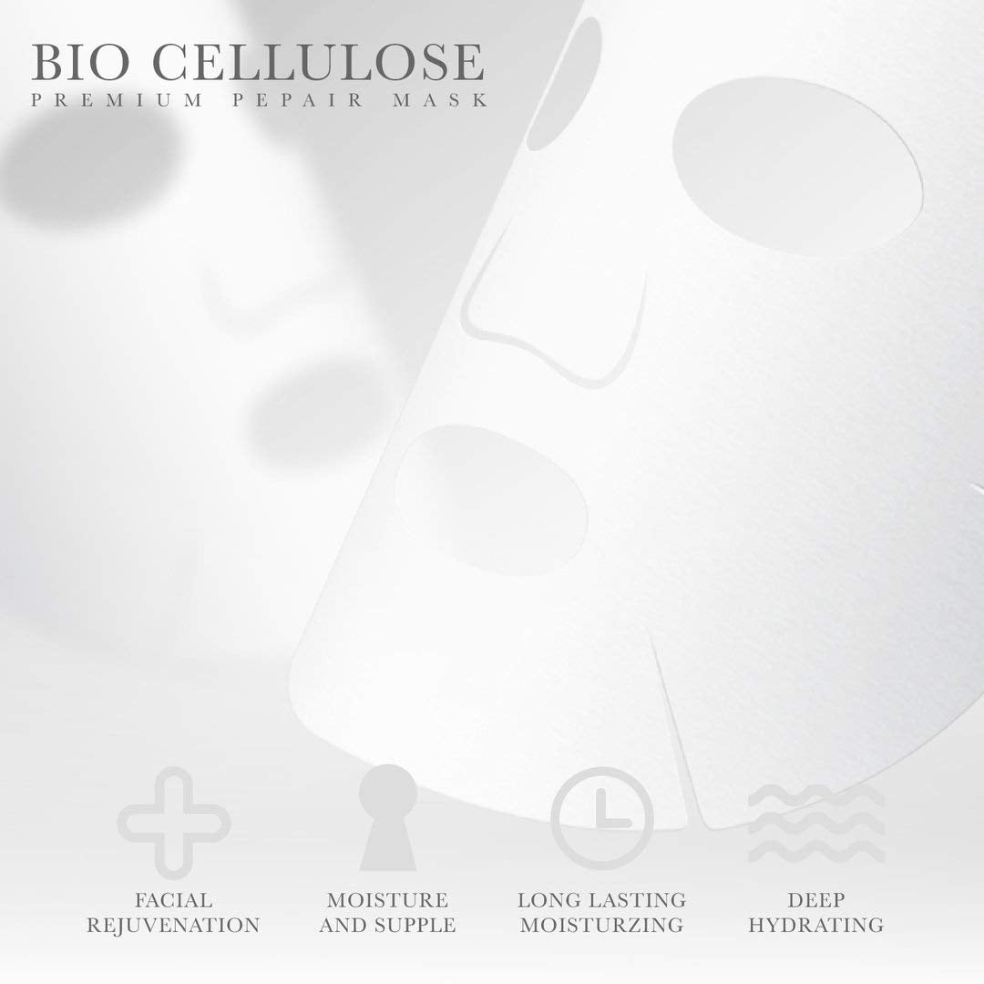 Qdel Bio cellulose Premium Treatment Mask 5 Pcs | Clinic Quality and Designed for Home Use | Moisturising & Rejuvenating Masks