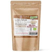 Lions Mane Organic - Ultra Strength 50% Beta 1,3/1,6 D Glucan (Hericium Erinaceus ‎) - Zero Additives (100g Powder Pouch)