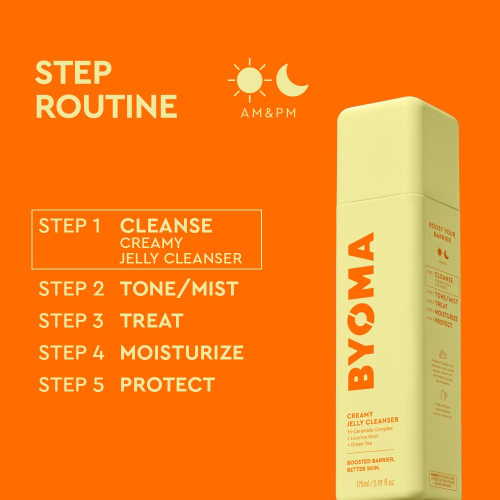 BYOMA Creamy Jelly Cleanser (175ml) Hydrating Facial Cleanser for Skin Barrier Repair -Tri-Ceramide Face Wash for All Skin Types - Gently Removes Makeup and Excess Oil