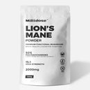 Millidose Lion's Mane Mushroom Powder High Strength 15:1 | 50% Polysaccharides | Lion's Mane Supplement for Brain & Immune Support | 2000mg Per Serving | 100g High Strength Lions Mane Powder