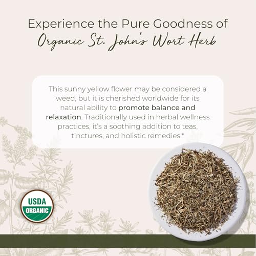 Starwest Botanicals Organic Dried St. John's Wort - Loose Leaf Herb for Tea, Made from St. John's Wort Flower, Supports Relaxation, Cut & Sifted, Certified Kosher, Non-GMO - 1 lb Bag