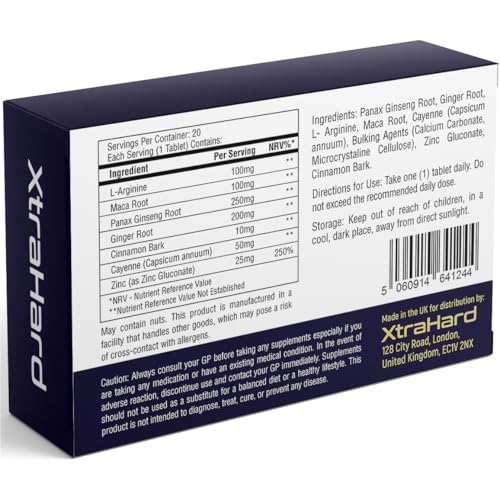 XtraHard 20 Tablets | 100% Natural Herbal Supplement | Manufactured in The UK