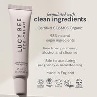 Lucy Bee Anti-Ageing Eye Cream with Vegan Retinol Alternative, Firms, Brightens, Conditions & Soothes Sensitive Skin, Helps with Dark Circles, Puffiness & Fine Lines, Pregnancy Safe, Organic, 15ml