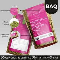 Clean Organics 200g Organic Certified Rajasthani Henna Powder 100% Pure Mendhi Natural Hair Colour Dye Triple Sifted BAQ