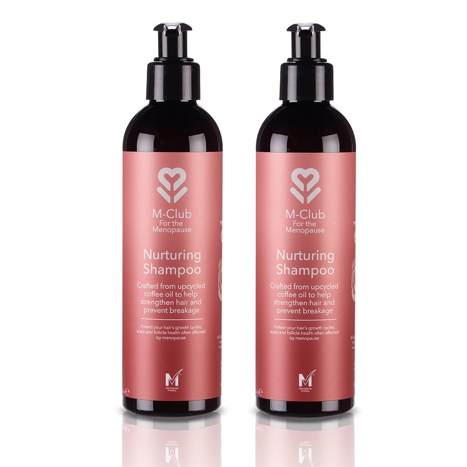 M-Club Menopause Shampoo - For Women Strengthens & Hydrates Menopause Hair – Made From Upcycled Coffee Oil this Shampoo for Menopausal Hair aids Scalp & Follicle Health - Vegan Eco Formula - 2x 250ml