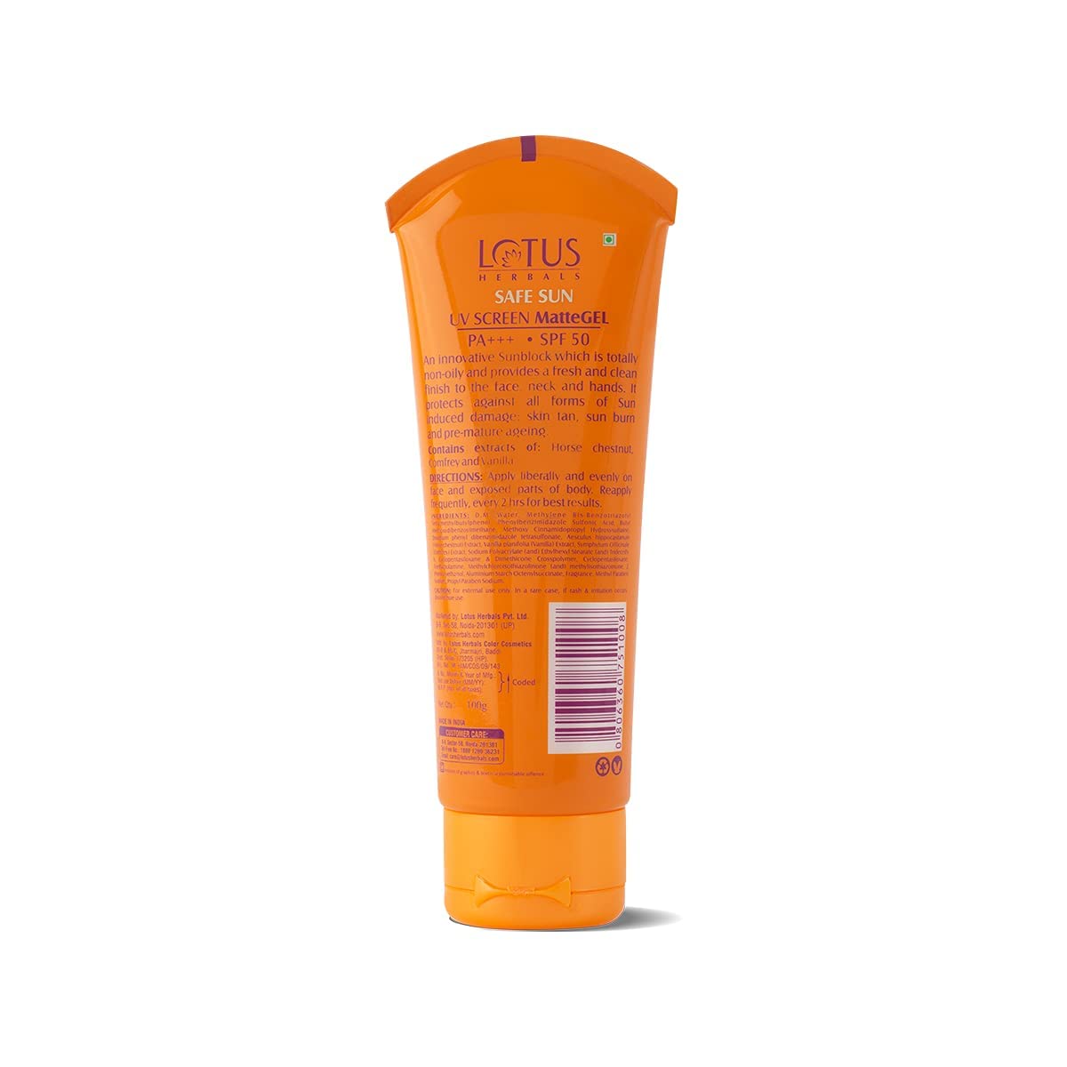 Lotus Herbals Safe Sun Invisible Matte Gel Sunscreen SPF 50 PA+++, For Men & Women, Non-Greasy, Suitable for Oily Skin, 100g
