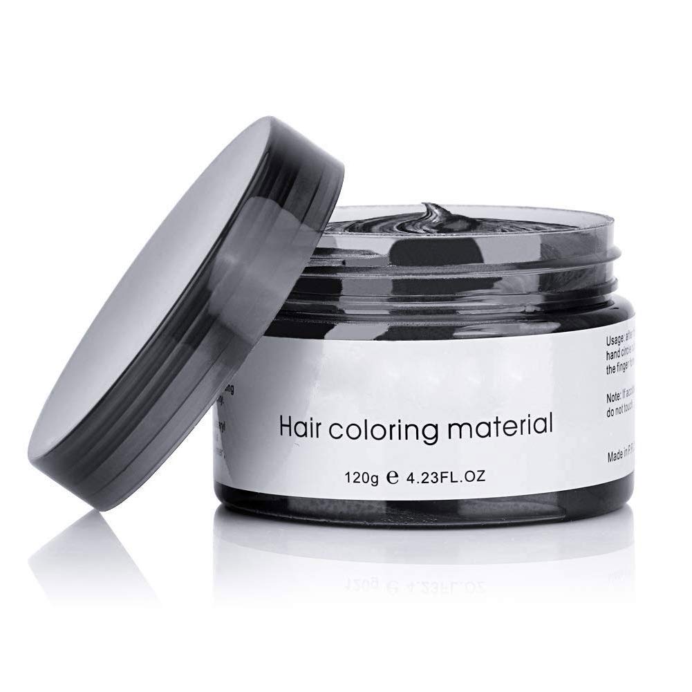 TEEROVA Hair Color Wax, Instant Hair Dye Wax Temporary Hairstyle Cream Mud 4.23 oz Hair Pomades Natural Hairstyle Wax for Men and Women (Black)