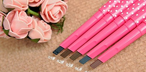MAXDONA Maxdona Waterproof Retractable Long Lasting Eyebrow Eye Brow Pink Case Chalk Pen Pencil DARK BROWN Number 5