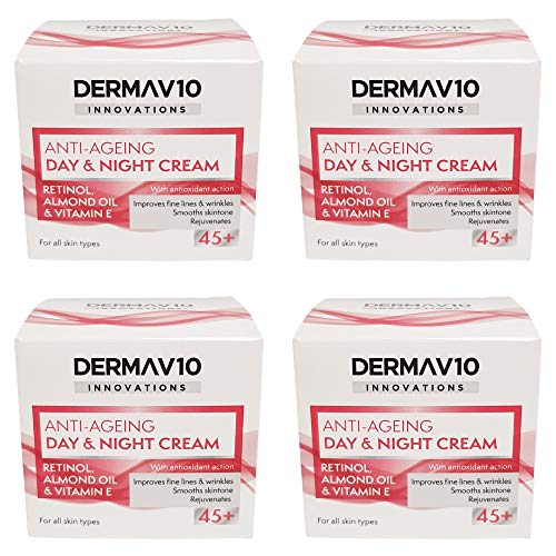 Happy Bees Bundle Derma V10 Innovations Day & Night Cream (4 Pack) Total 200 ml (Retinol, 4 Pack)