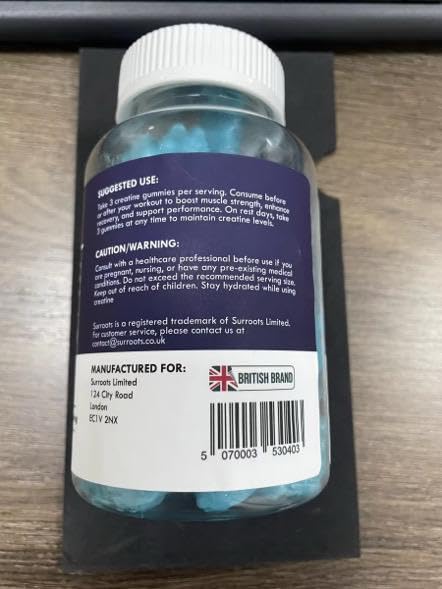 SURROOTS Surroots Creatine Gummies, Blueberry Flavour, 5000mg Per Serving, 90 Count