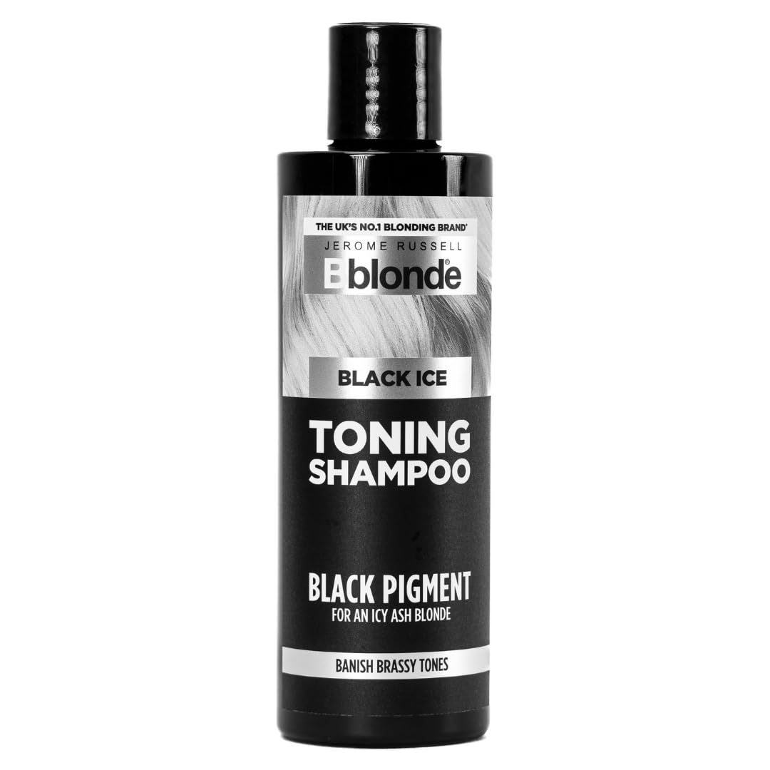 Jerome Russell Bblonde BLACK ICE Toning SHAMPOO | Neutralises Yellow & Orange Tones for Icy Silver Blonde Finish | Nourishing Formula with Soy, Rice Proteins & Jojoba Oil | Sulphate-Free | 250ml