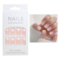 ruitao 24PCS Salon Acrylic French Nude Collection, Graceful, Medium Length Nude Fake Nails, Includes 24 False Nails, Nail Glue, Nail File, and Manicure Stick