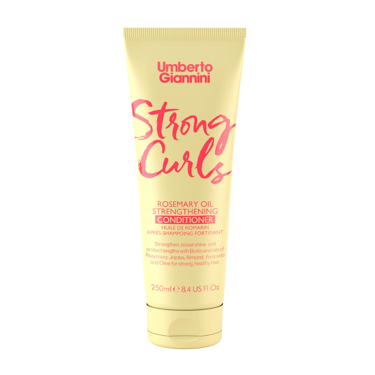 Umberto Giannini Strong Curls Rosemary Oil Strengthening Conditioner for Curly, Coily, Wavy Hair - Includes Biotin + Peppermint - Sulphate Free + Vegan