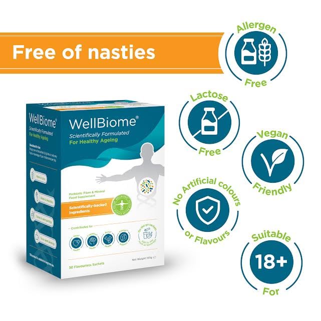 WellBiome Prebiotic Fibre Complex for Gut Health by Wellbiome - Probiotic Support, Digestive Wellness, Immune System Boost - Dietary Supplement for Healthy Microbiome Balance - 30 Servings