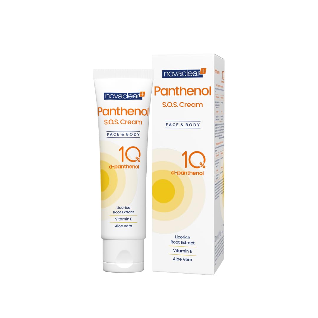 Novaclear, Panthenol 10% for Face and Body Soothing After Sun Cream 50 ml, Cream with Panthenol Against Sunburn by Equalan Pharma.