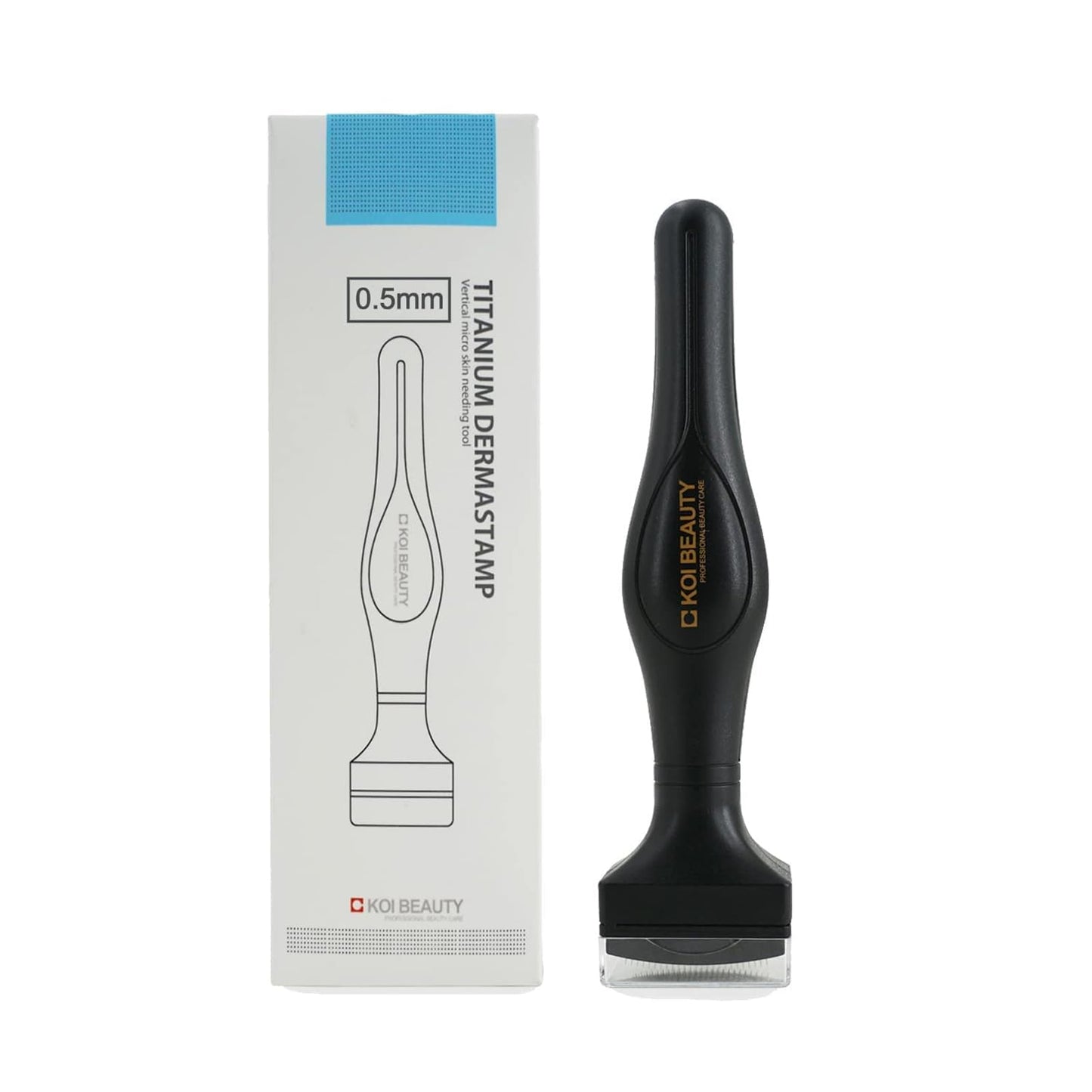 Koi Beauty KOI BEAUTY Derma Stamp 0.5mm for Hair and Beard Growth, Derma Roller with 175 Real Individual Needles Titanium for Face Body Scalp Care, Professional Microneedling Dermastamp for Women and Men at Home