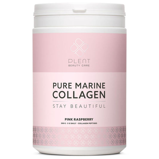 PLENT Pure Marine Collagen Pink Raspberry Hair, skin, nail support supplement Marine collagen peptides 300 g Jar