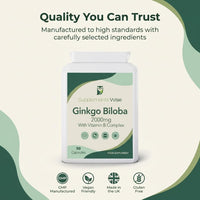 Supplements Wise Ginkgo Biloba Capsules 90 x 2000mg - Dizziness and Vertigo Treatment - Focus Tablets, Concentration Pills for Brain, Memory - Blood Circulation -Ginkgo Biloba Herbal Supplements with Vitamin B Complex