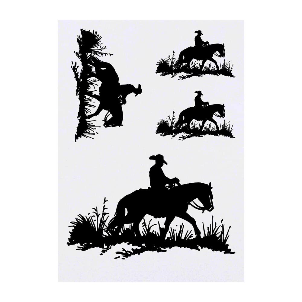 Azeeda 4 x 'Cowboy On Horse' Temporary Tattoos - Water Resistant, Skin-Safe, Non-Toxic Transfers, Mixed Sizes (TO00055447)