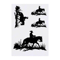 Azeeda 4 x 'Cowboy On Horse' Temporary Tattoos - Water Resistant, Skin-Safe, Non-Toxic Transfers, Mixed Sizes (TO00055447)