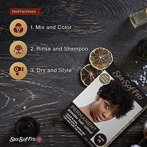 Sta-Sof-Fro Permanent Hair Color Powder Covers Grey & White Hair - Black (Pack of 3)