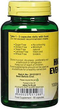 Health Plus High Strength Evening Primrose Oil 1000mg Omega-6 Supplement - 90 Capsules