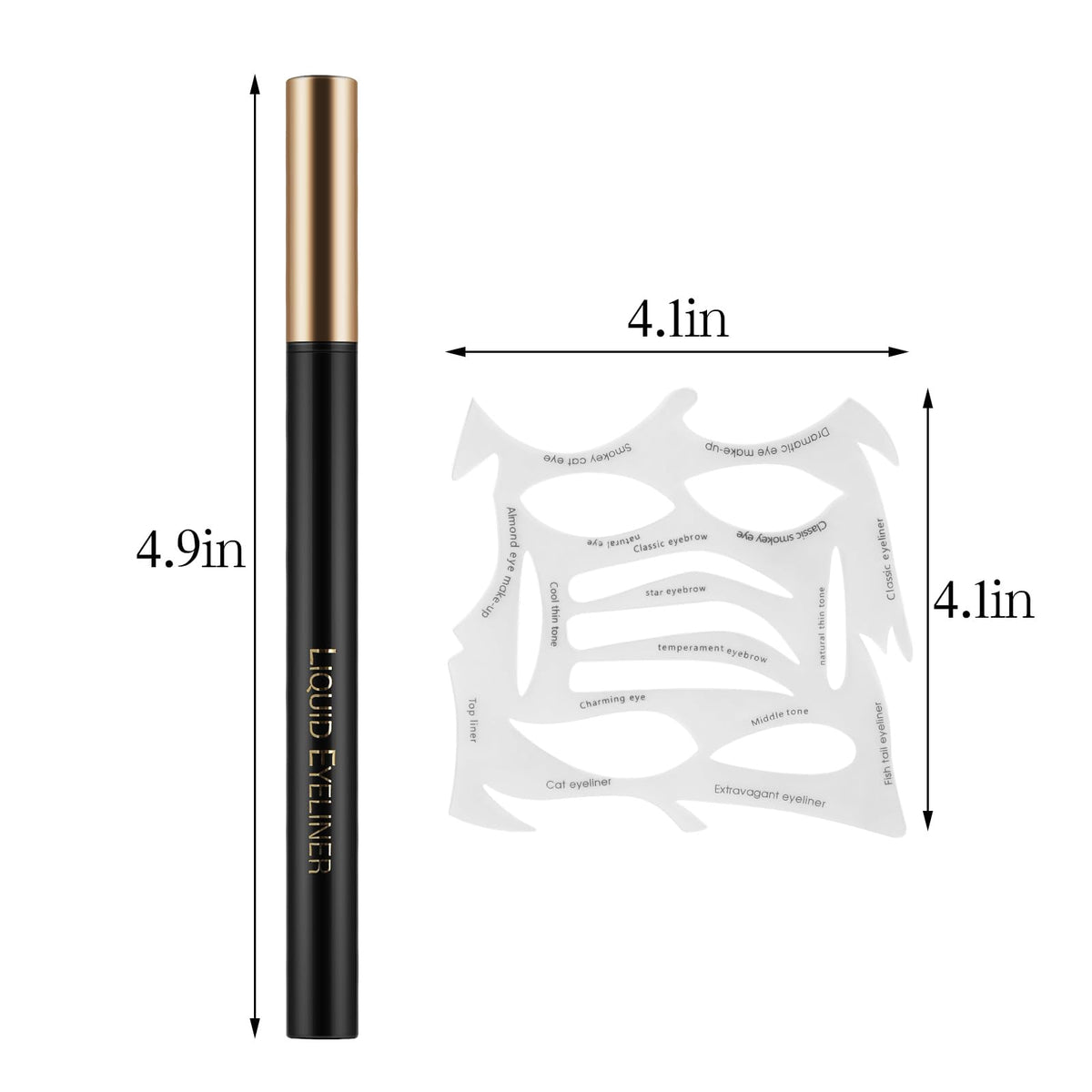 Apooliy Liquid Eyeliner with Eye Liner Stencils,Waterproof Eyeliner Pen with Slim Tip,Quick Drying,Longwearing Eye Makeup Stick,Black