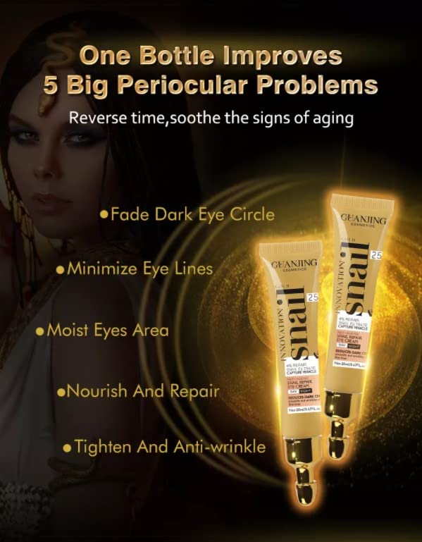 Snail Eye Cream Snail Wrinkle Remover Anti Puffiness Moisturizing Snail Intense Repairing Eye Cream