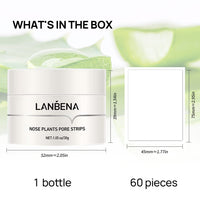 LANBENA Blackhead Mask (30g), 60 Pieces Nose Pore Strips, Note: Cream Goes Dry out/Gunk below 25 Degrees, Place Bottle in Boiling Water to Soften