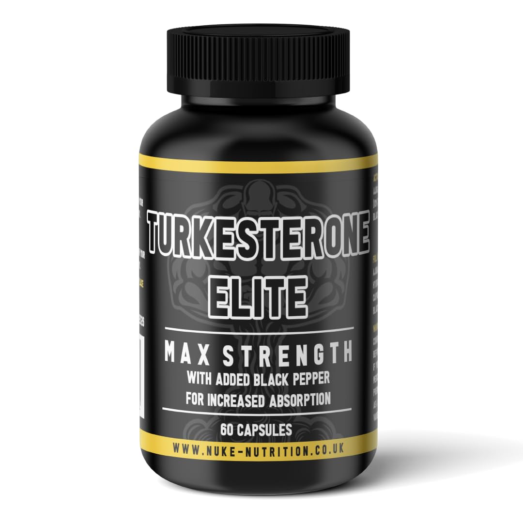 Nuke Nutrition Turkesterone 60 Capsules - Pure Ajuga Turkestanica Extract with Black Pepper for Faster Absorption – Boost Performance, Recovery & Strength - No Fillers, Batch Tested for Quality