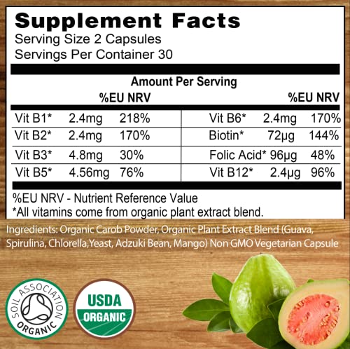 Organic Vitamin B Complex from Whole Foods - Blend of All 8 B Vitamins per Capsule - Vegan - 60 Capsules