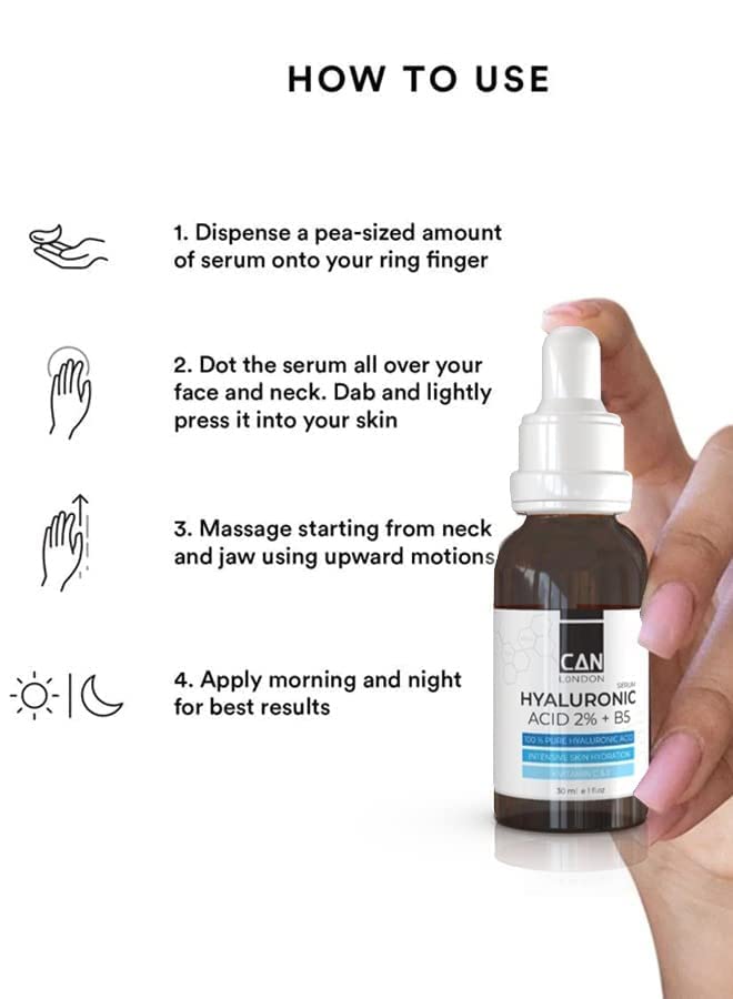 ICAN LONDON ican london Pure Hyaluronic Acid + B5 serum for face Dark sport correction, Anti-aging, fine line & wrinkles With vitamin C & E 30ml
