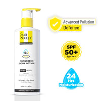 SunScoop 5% Niacinamide Body Sunscreen SPF 50+ PA++++ | Ceramides & Oat Extract | Broad Spectrum UVA UVB | No White Cast | 24hr Moisture | Non-Greasy Body Lotion | All Skin Types | 200ml